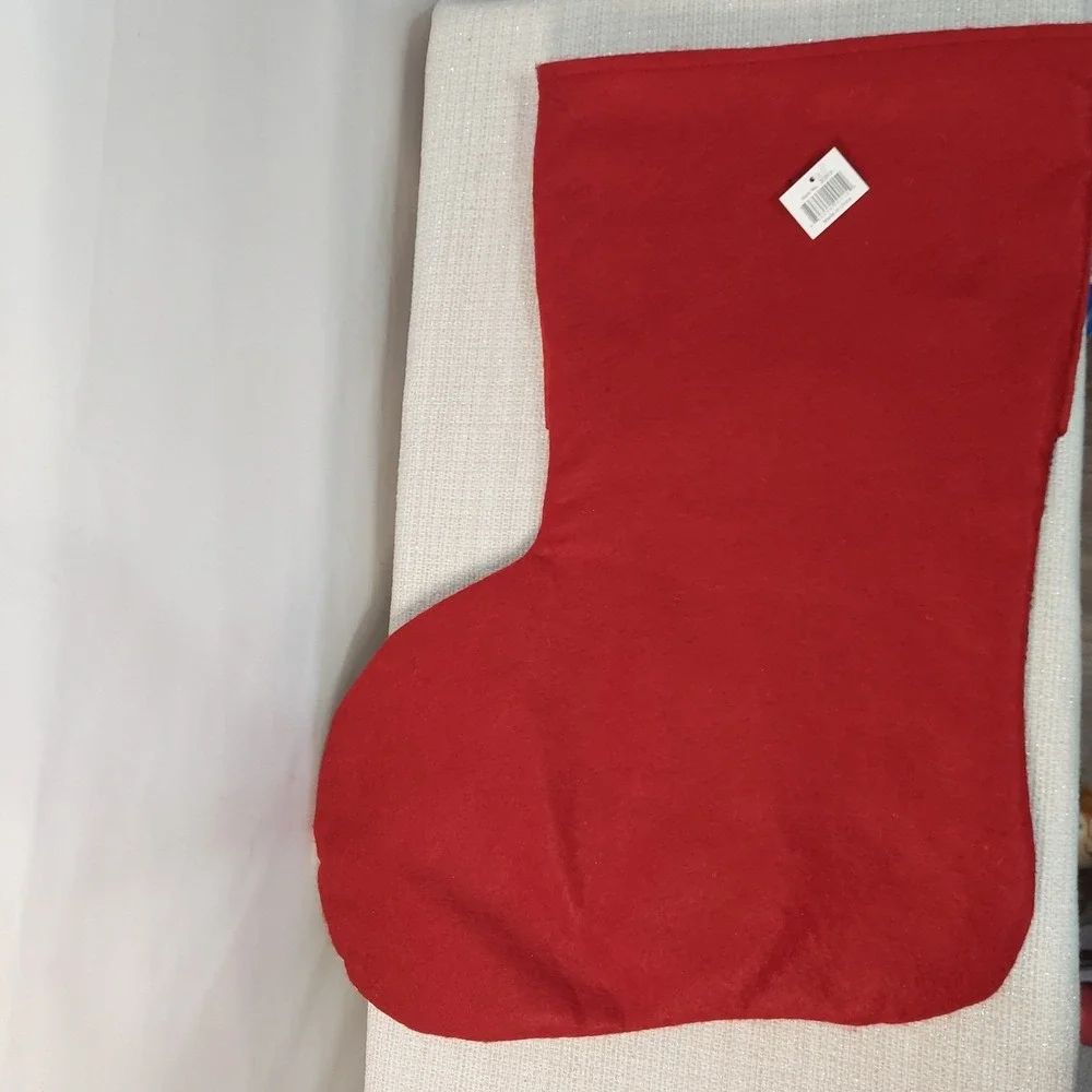 Christmas Advent Calendar Stocking‎ Reindeer Cardinal Plaid Felt Red Green